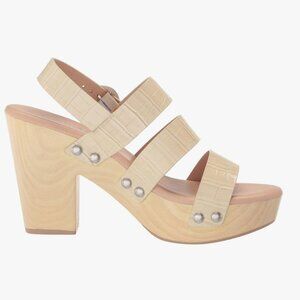 Chinese Laundry Fenny Sandals Cream Block Heel Platform Strappy Clog Style Women